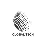 Black and White Circle Global Tech Logo